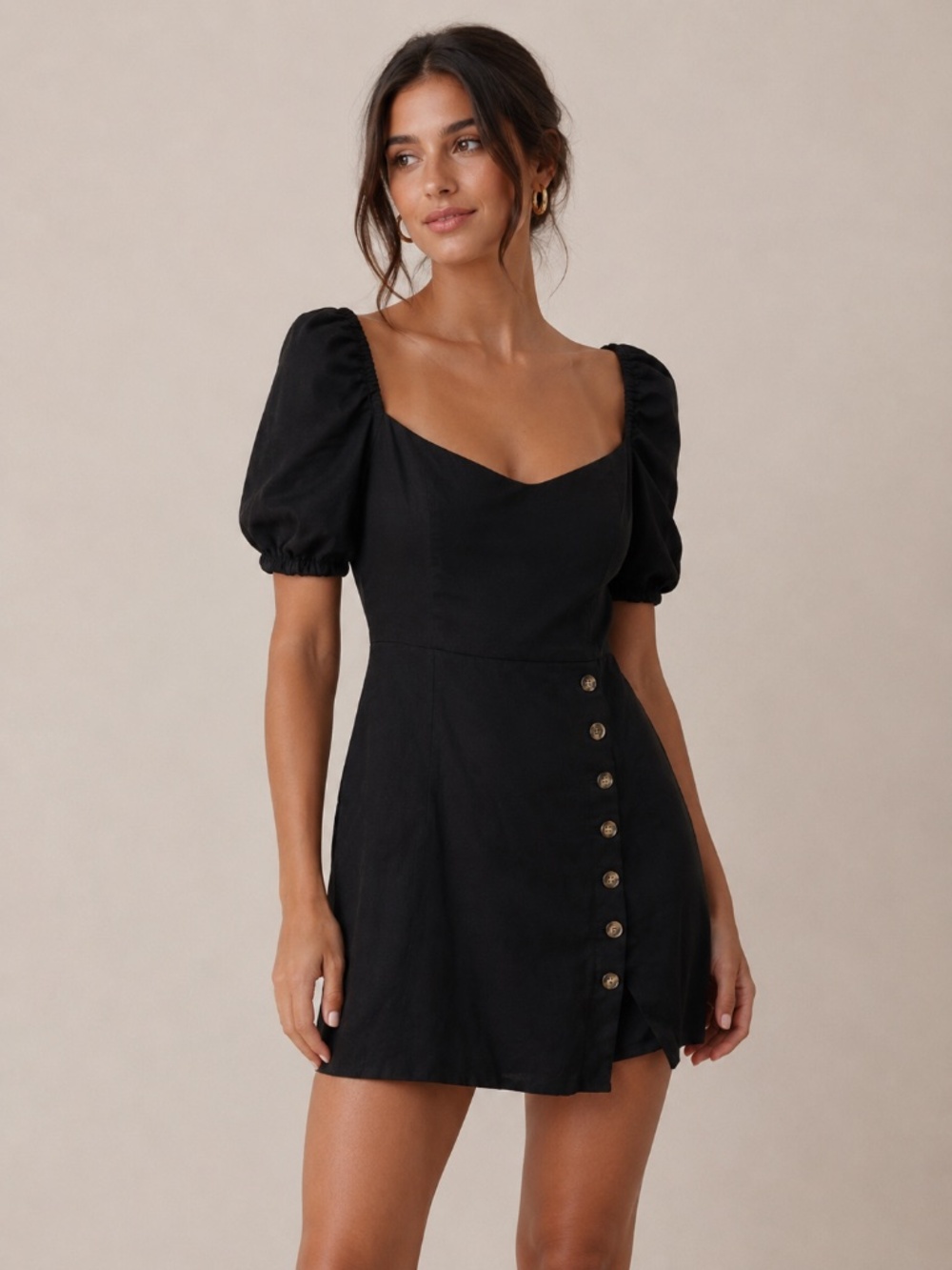 Lani The Label Black Mini Dress Puff Sleeve size Small